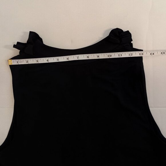 London Times Women’s Black Ruffle V-Neck Collar Dress Size 14 - Picture 10 of 15